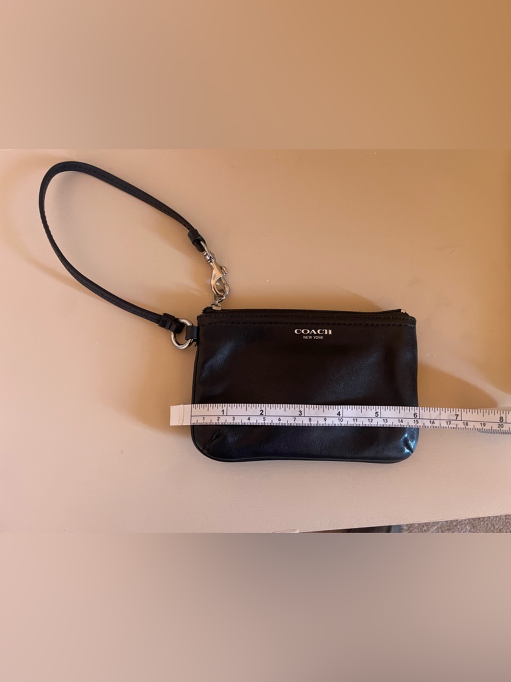 COACH Black Leather Wristlet
